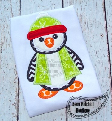 Penguin Hat applique embroidery design